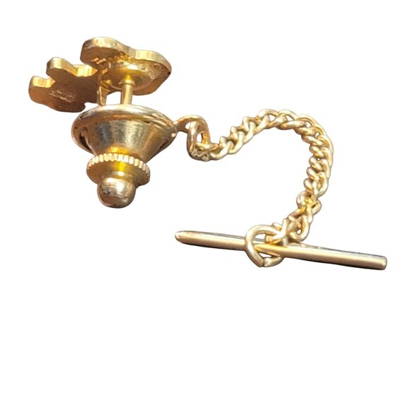 Vintage Snoopy Tie Tack Pin With Chain Enamel Green Sweater Peanuts Collectible - Picture 3 of 7